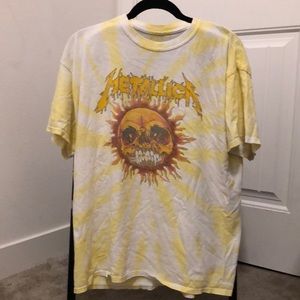 White, yellow, and orange oversized Metallica T shirt